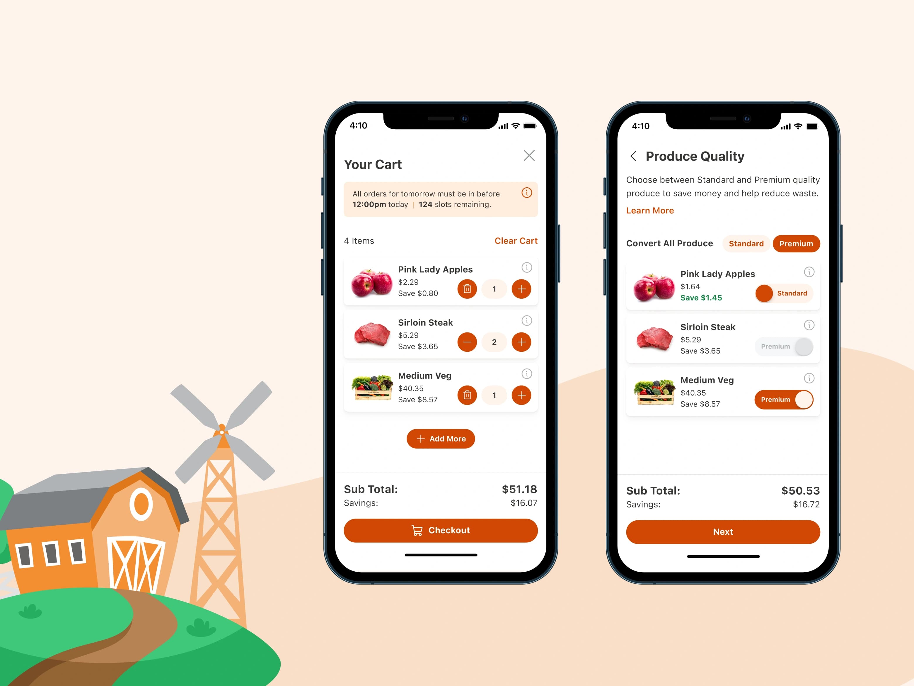 CountryCart basket and produce quality controls
