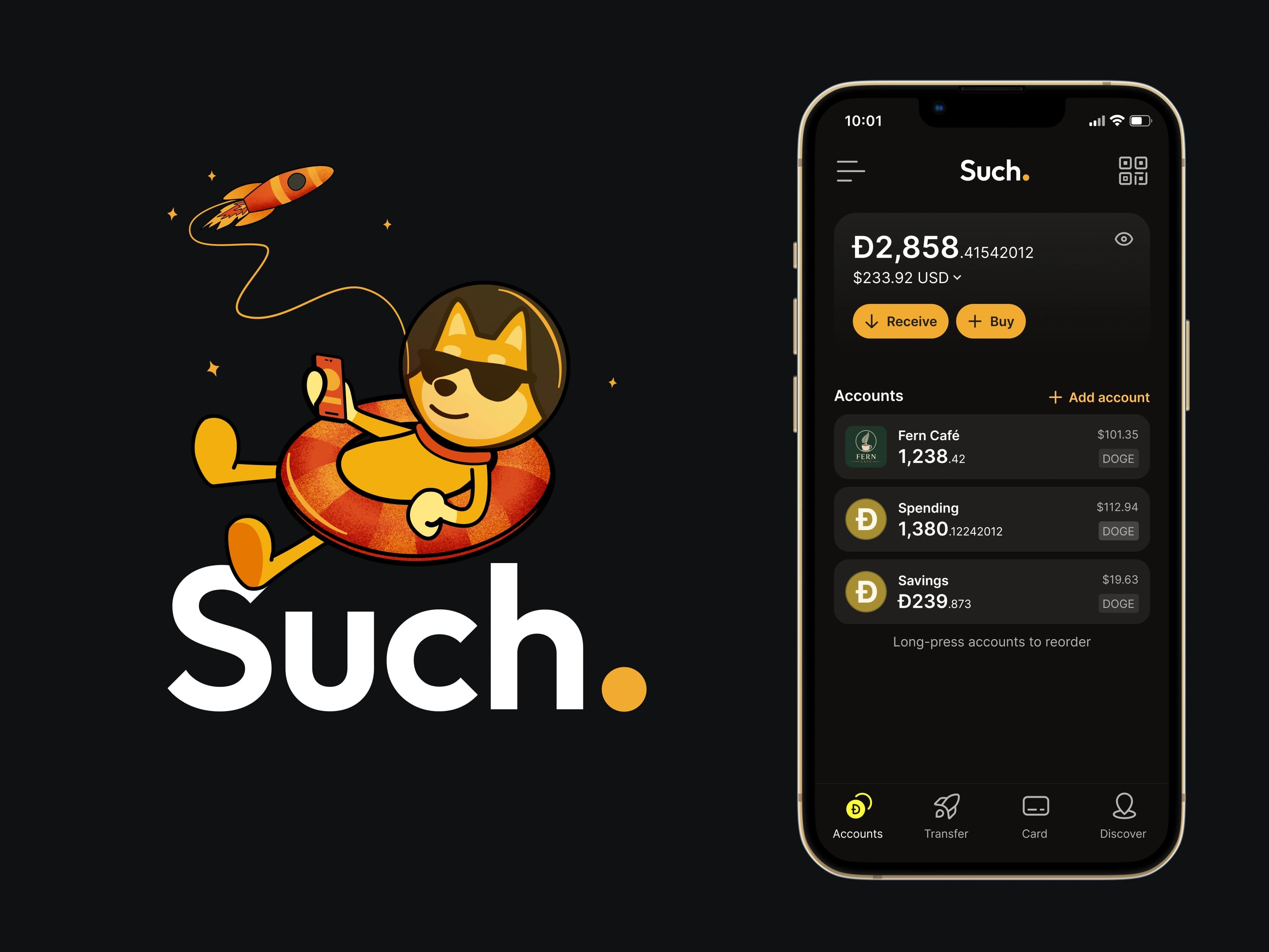Such brand artwork beside the Dogecoin wallet account screen