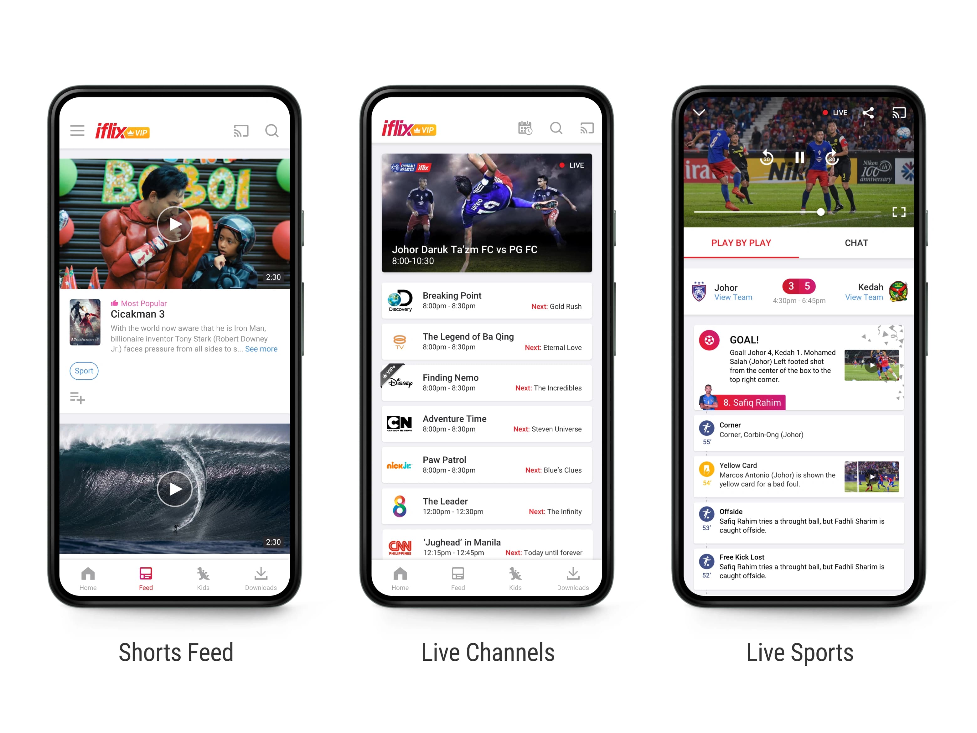 iflix short-form feed, live channels and live sports experiences