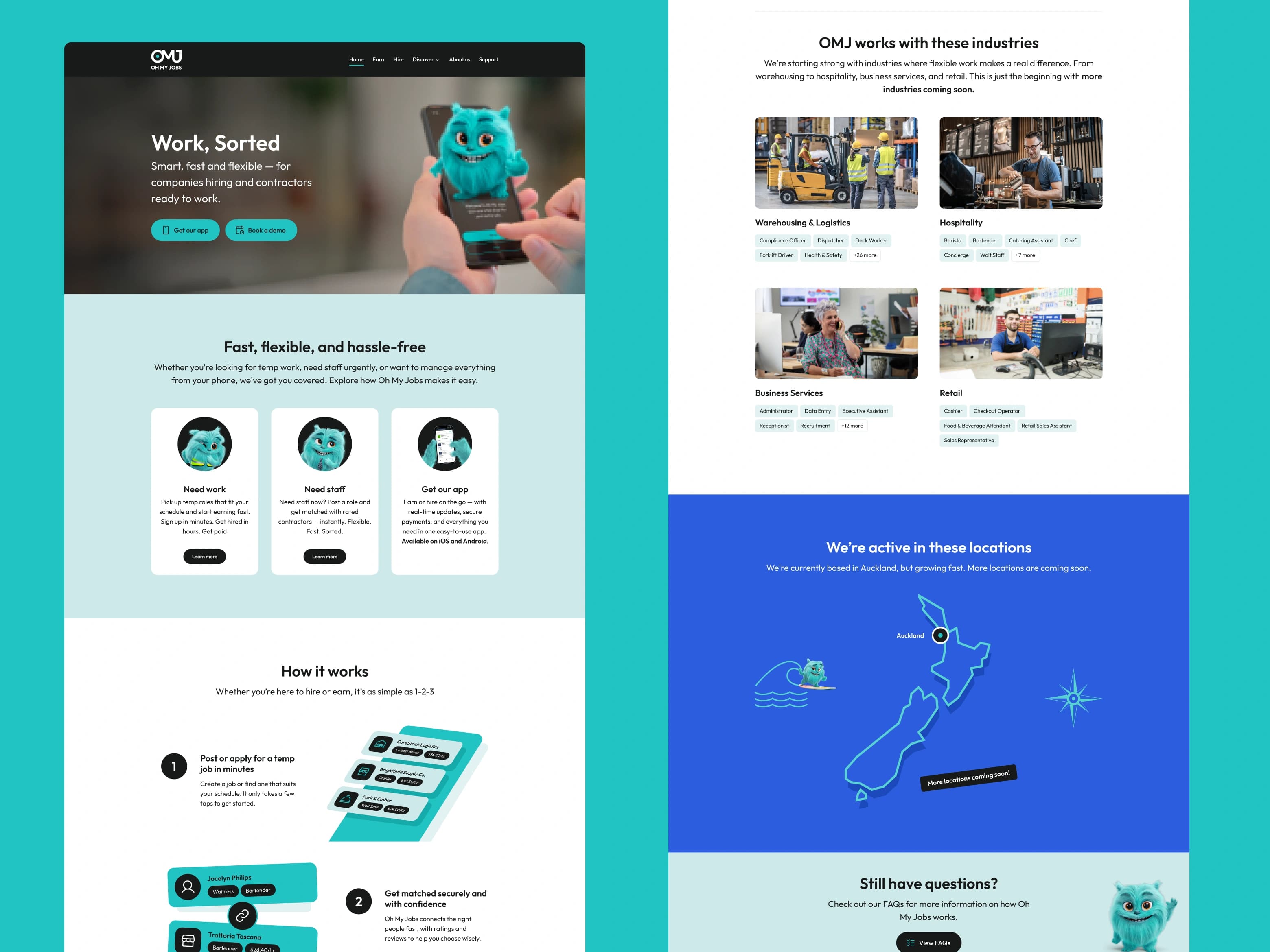 Oh My Jobs responsive marketing website for contractors and businesses