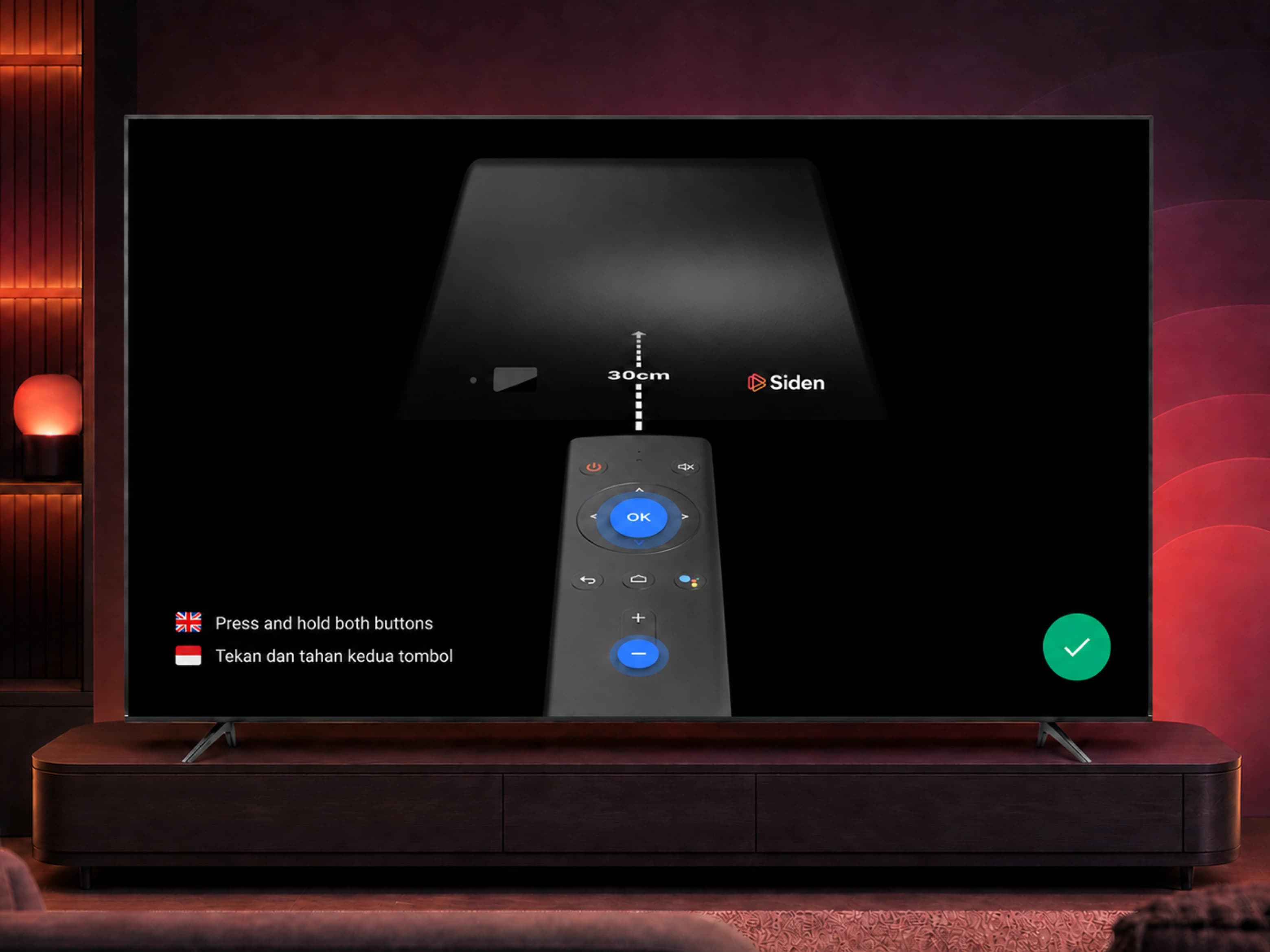 Siden television remote pairing flow